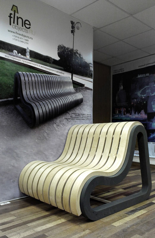 Комбинированные скамейки - бетон+дерево